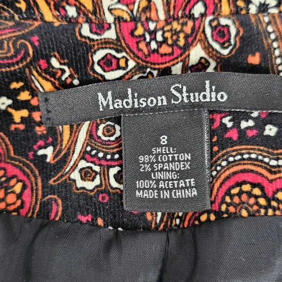Madison Studio Women 8 Paisley Blazer Jacket Cotton Blend Velvet Look Boho Retro - Picture 12 of 12